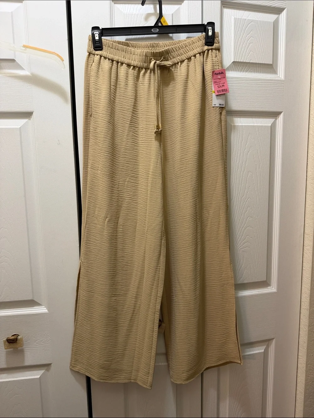 Michael Kors Beige Wide-Leg Drawstring Pants